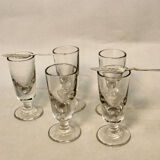 Set Of 5 Glasses with Old Absinthe And 2 Spoons with Absinthe