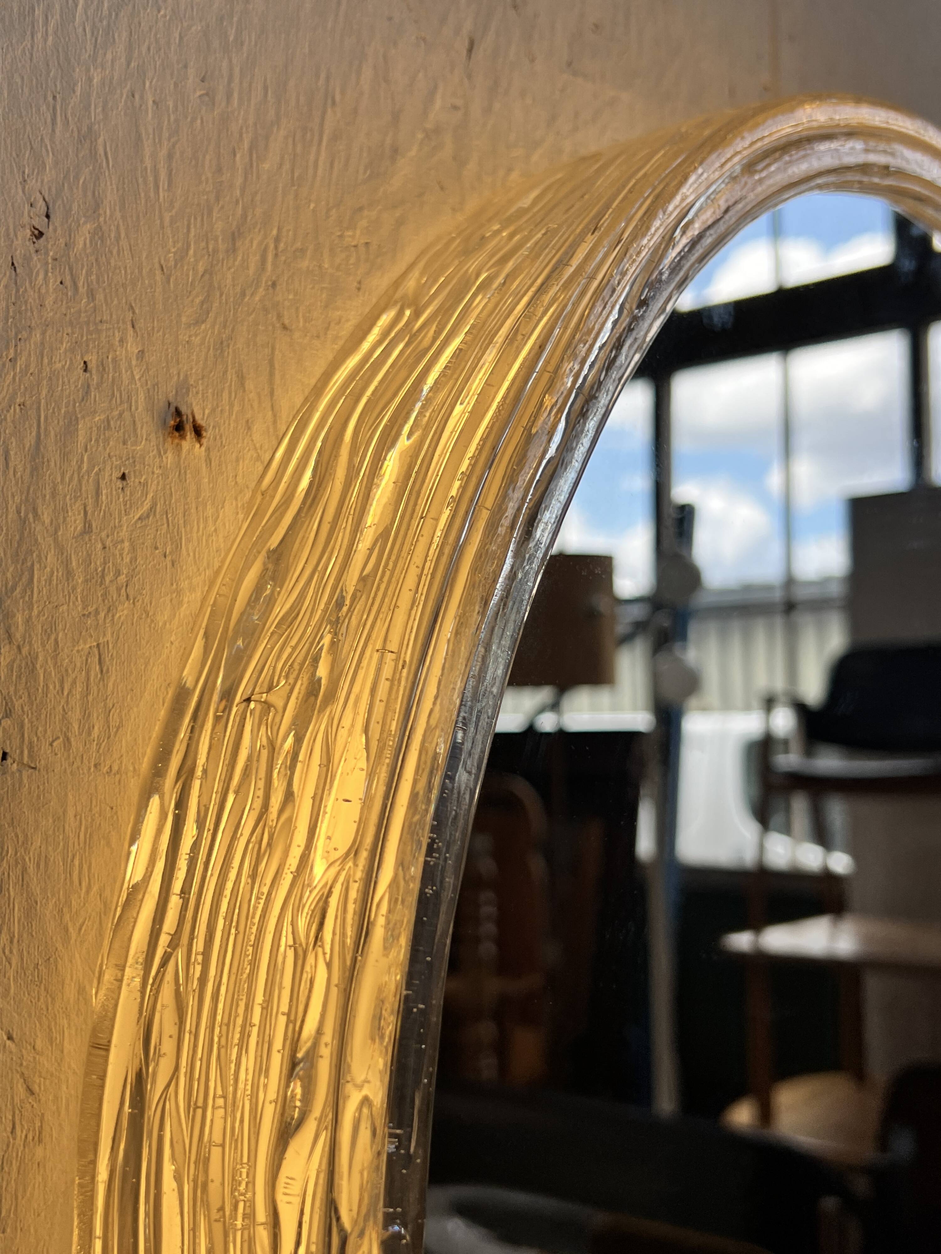 Miroir Hillebrand vintage demi-rond avec éclairage