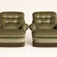 Pair of English style crapaud armchairs – 1960s – Olive green velvet
