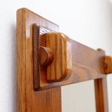 Brutalist wall mirror with a solid wood frame - 1960s