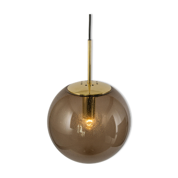Suspension boule en verre fumé Limburg en laiton, Allemagne, années 1970
