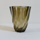 Small geometric vintage Luminarc vase in smoked glass from the 1970s