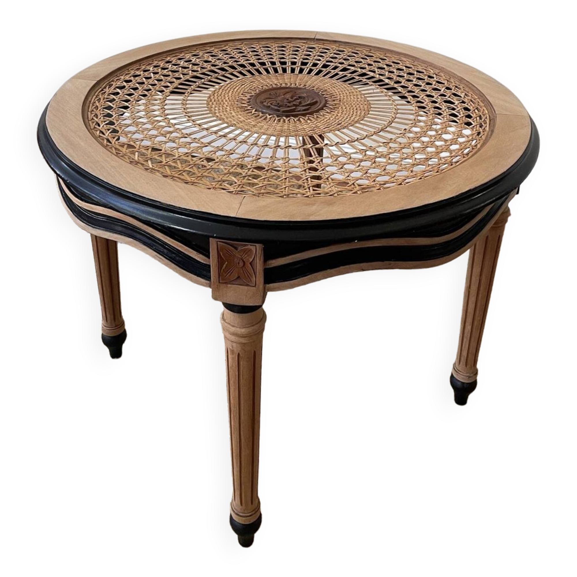 Round cane coffee table