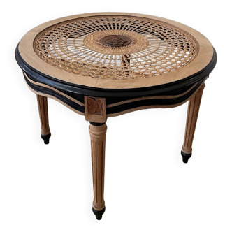 Round cane coffee table