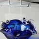 Empty pocket blown art glass from Murano Italy, corolla shape, cobalt blue