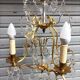 Rare antique cage chandelier in gilded bronze and crystal, 4 lights / WORKING CONDITION GAU?