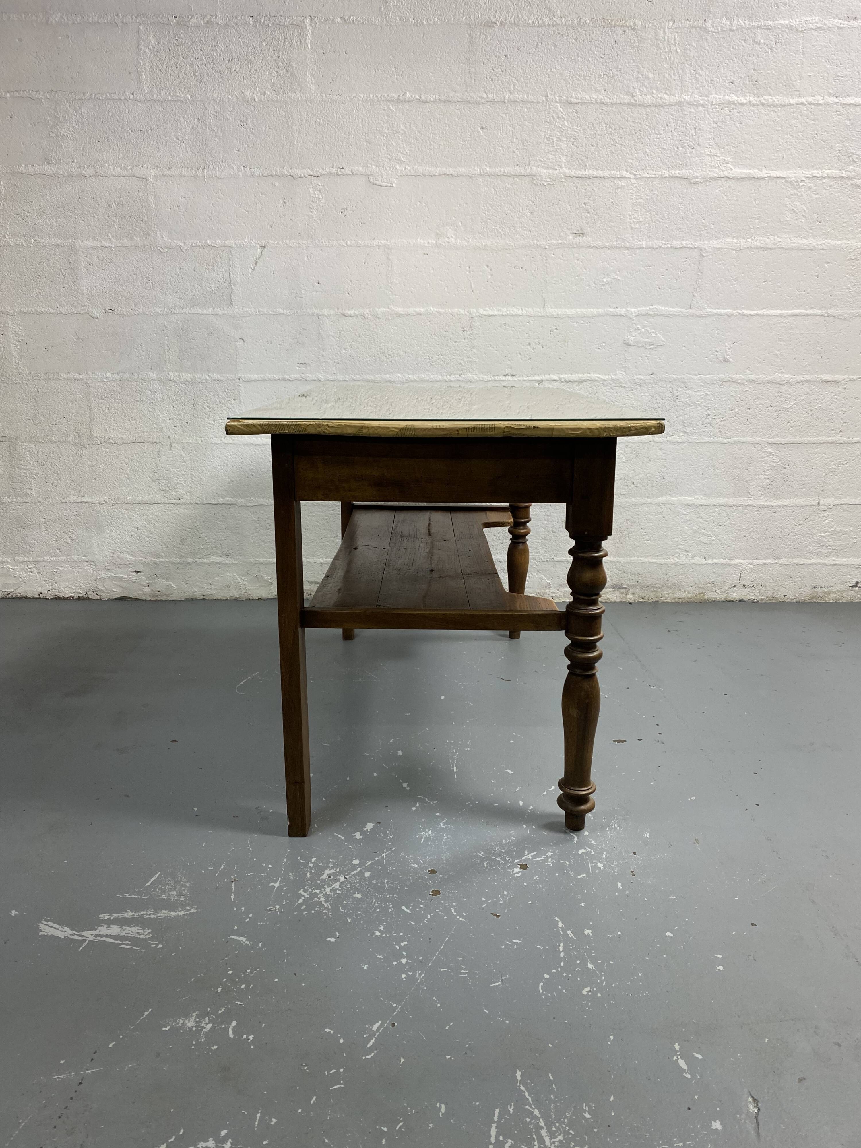 Old wooden farmhouse table