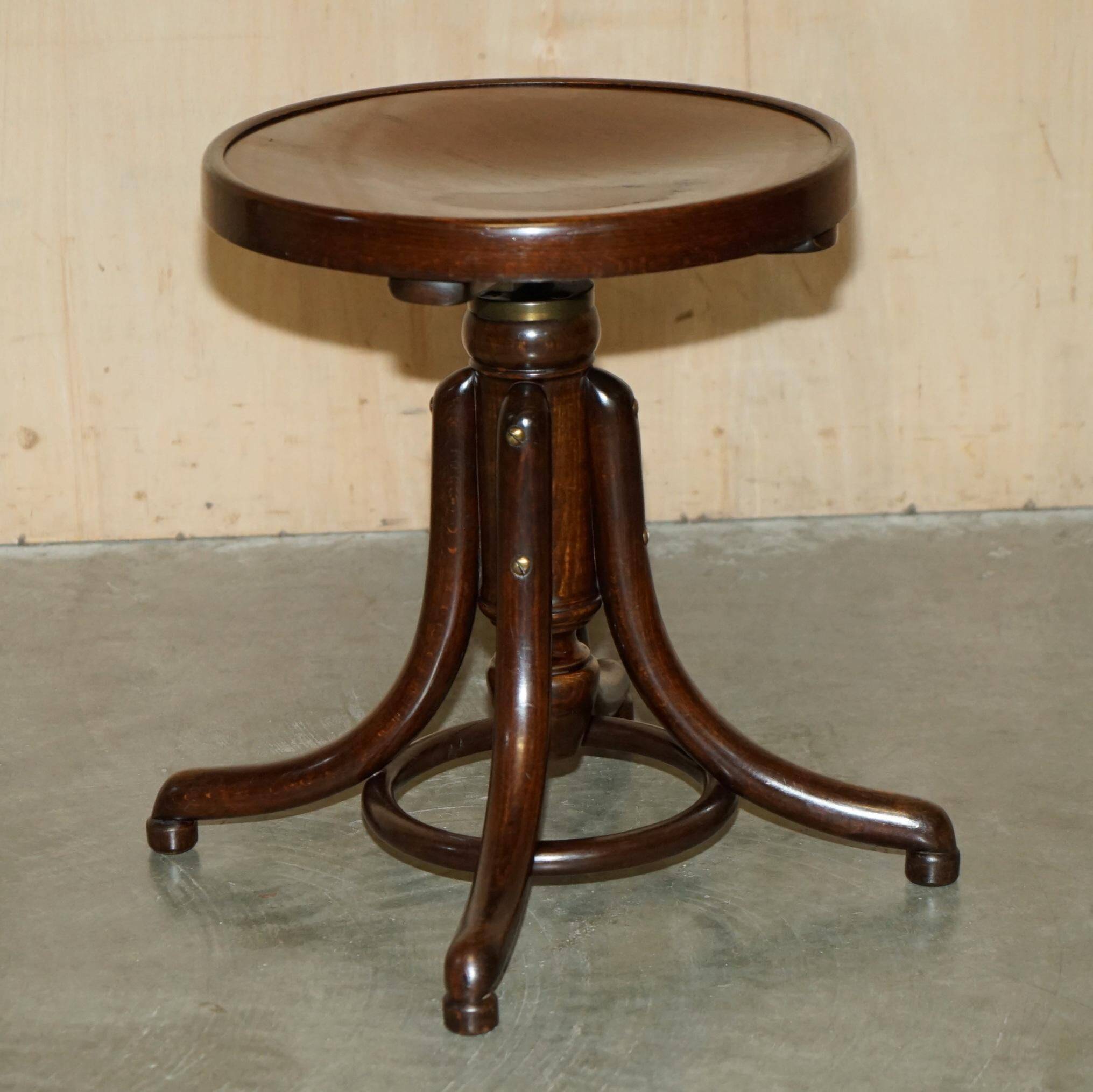Victorian Thonet dressing table in bent wood with adjustable stool.
