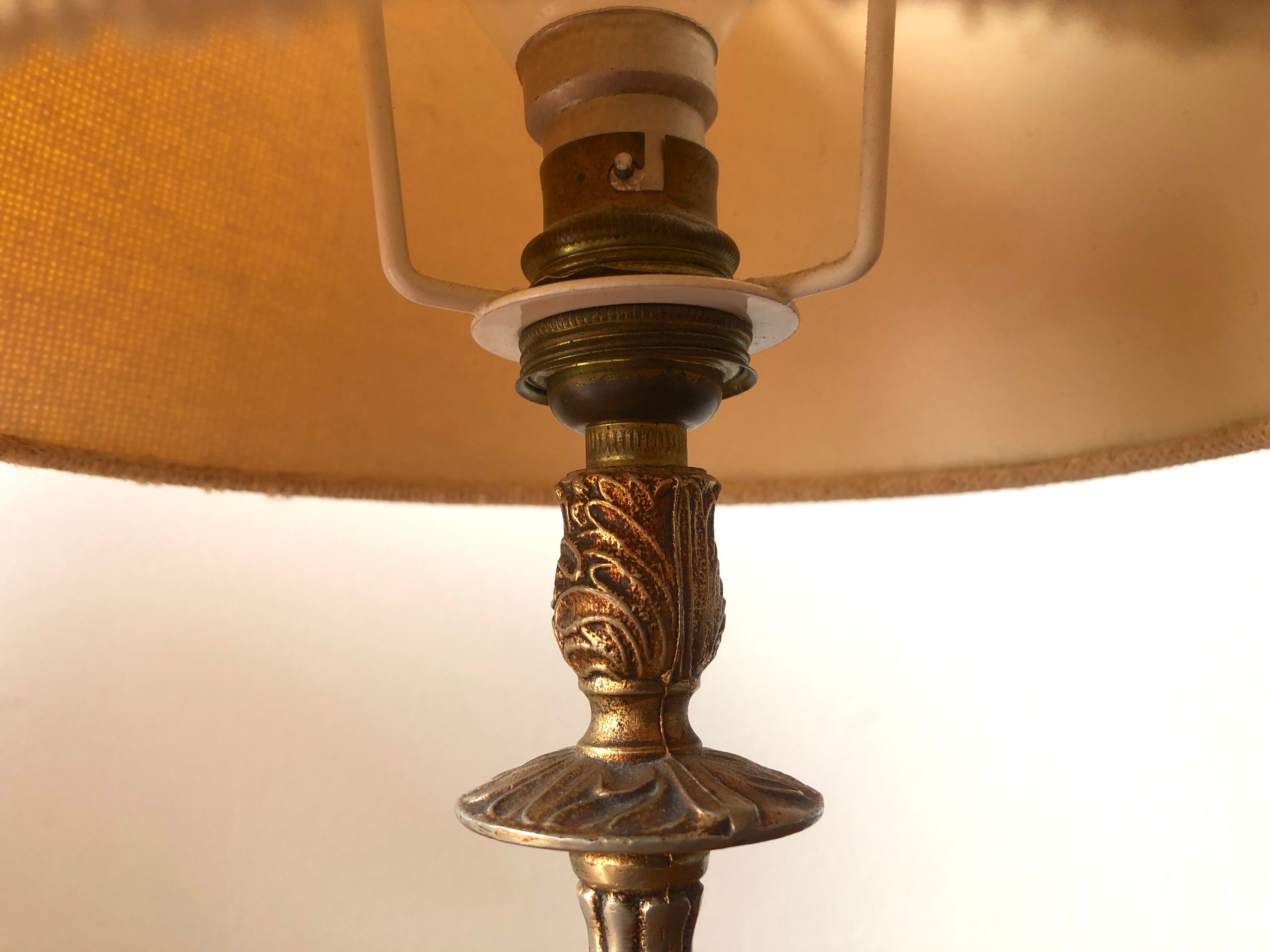 Pair of brass and jute bedside lamps