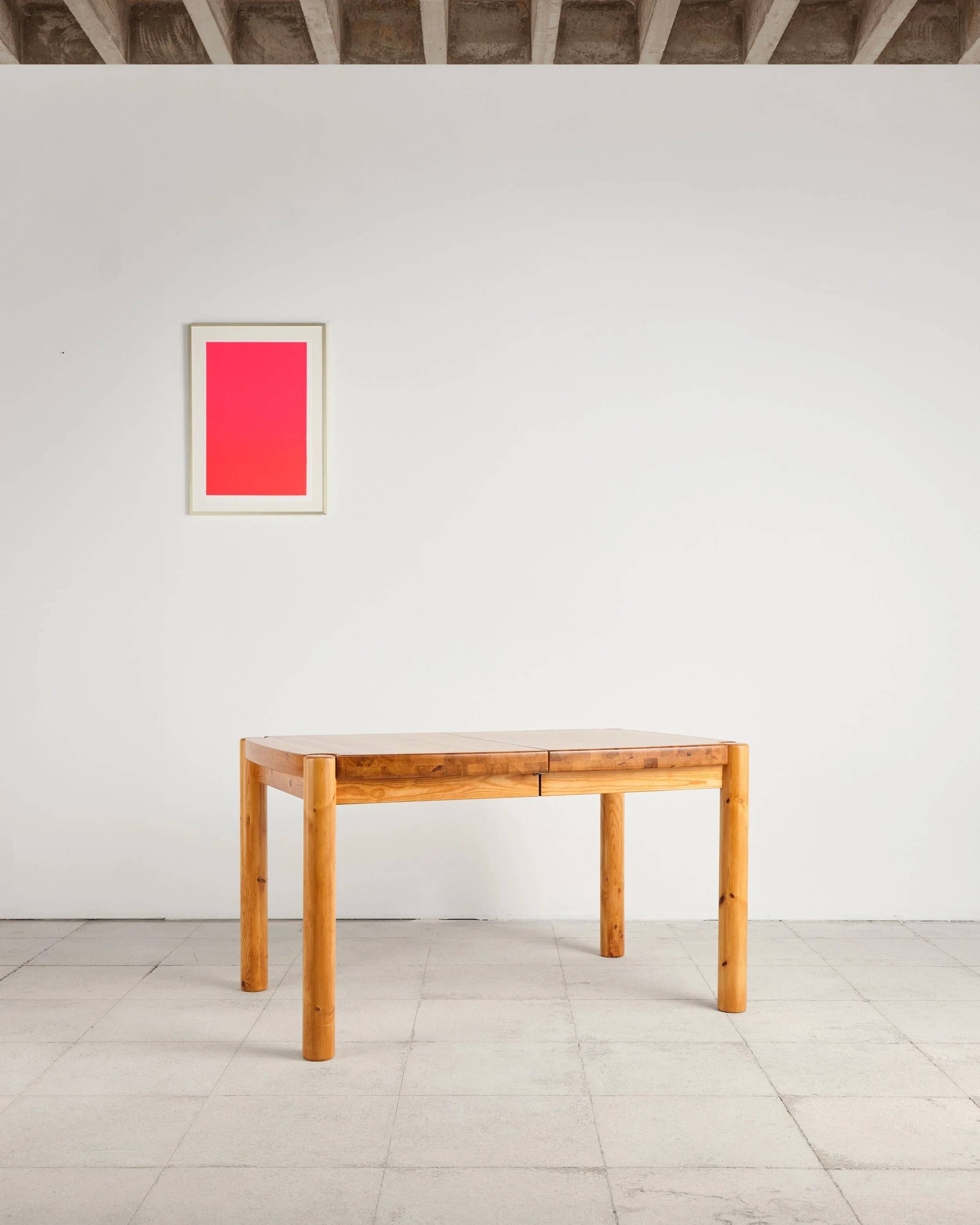 Brutalist table and 6 chairs, Rainer Daumiller, Denmark, 1970s.