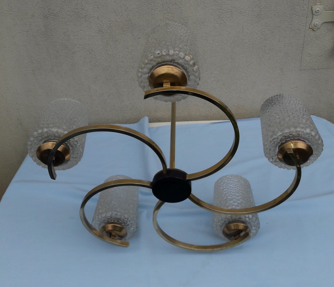 Metal and glass chandelier