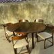 Vintage Baumann sleigh chairs with table