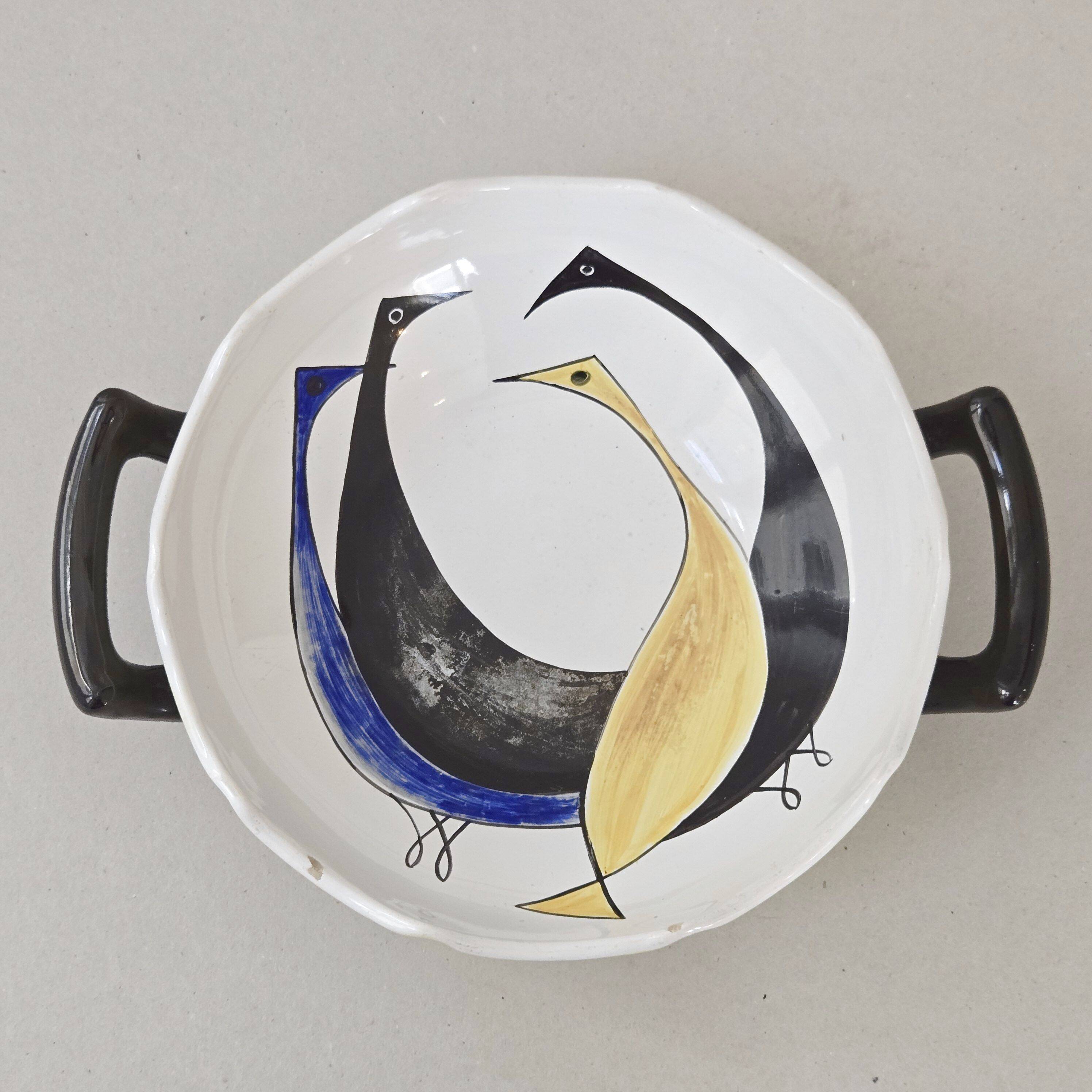 Vintage Saint-Clément flat bowl 1950