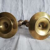 Duo brass fish candlesticks