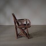Handcrafted rattan and palm armchair, circa 1950