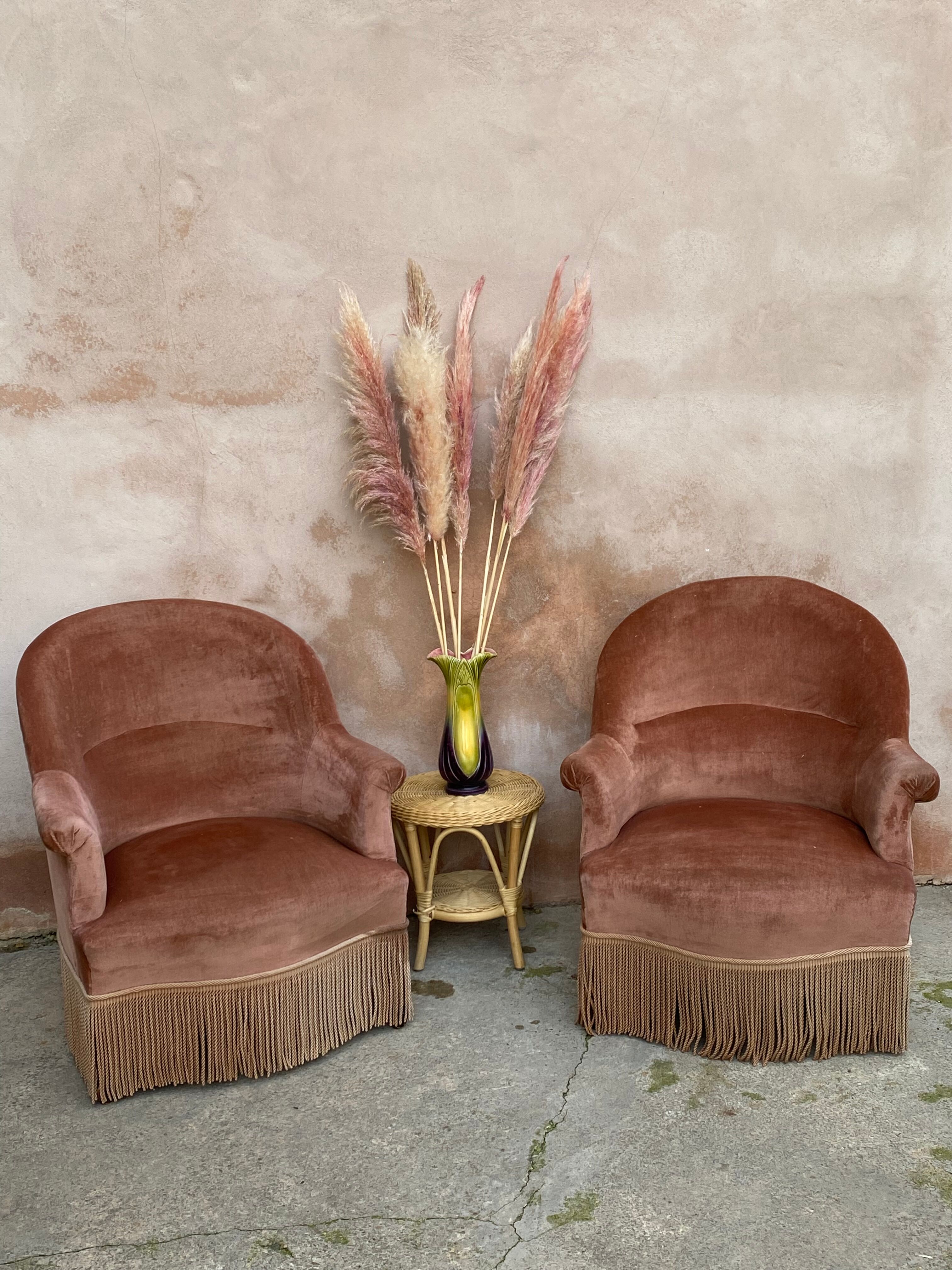 Paire de fauteuils crapaud