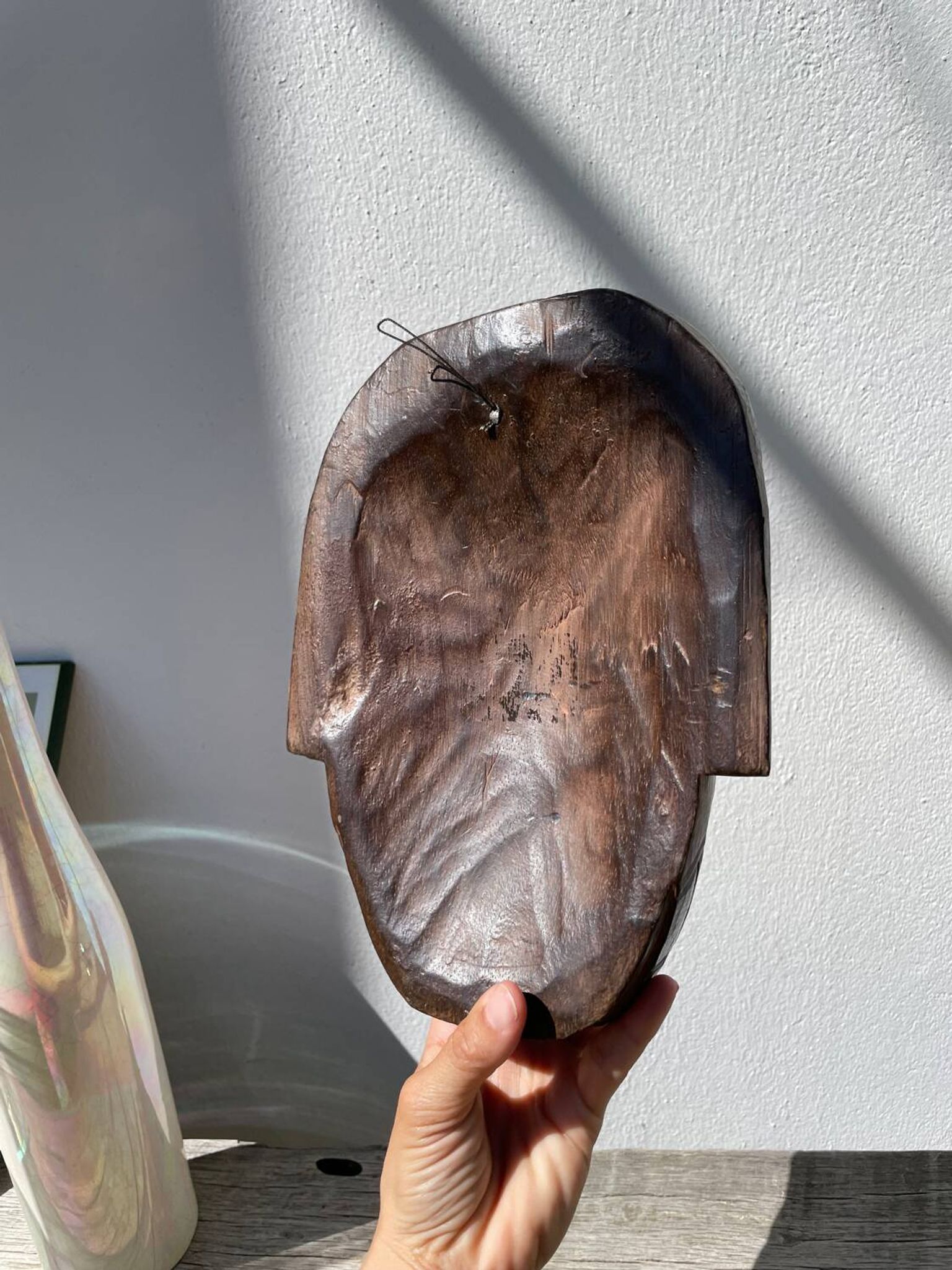 Minimalist wooden bird mask