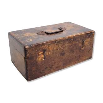 Old wooden box with locker