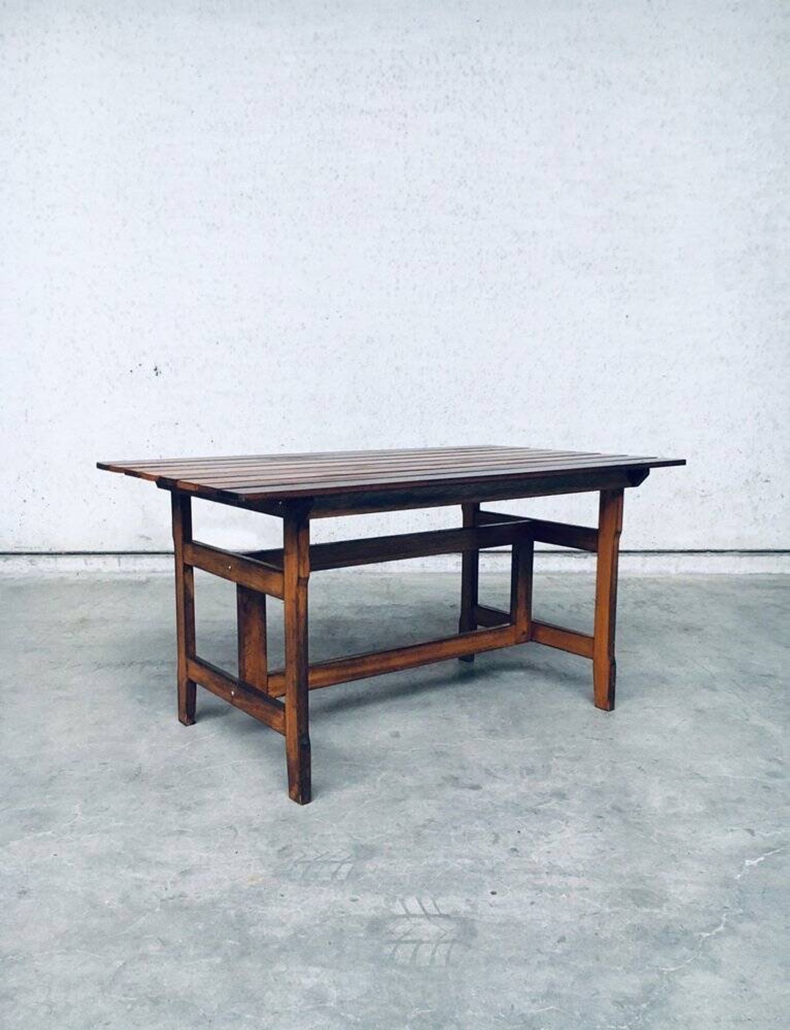 Patinated Wood Garden Table, 1970s