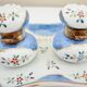 Double antique inkwells in hand-painted porcelain, nineteenth century
