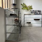 Pair of chrome and glass shelves from the 70s