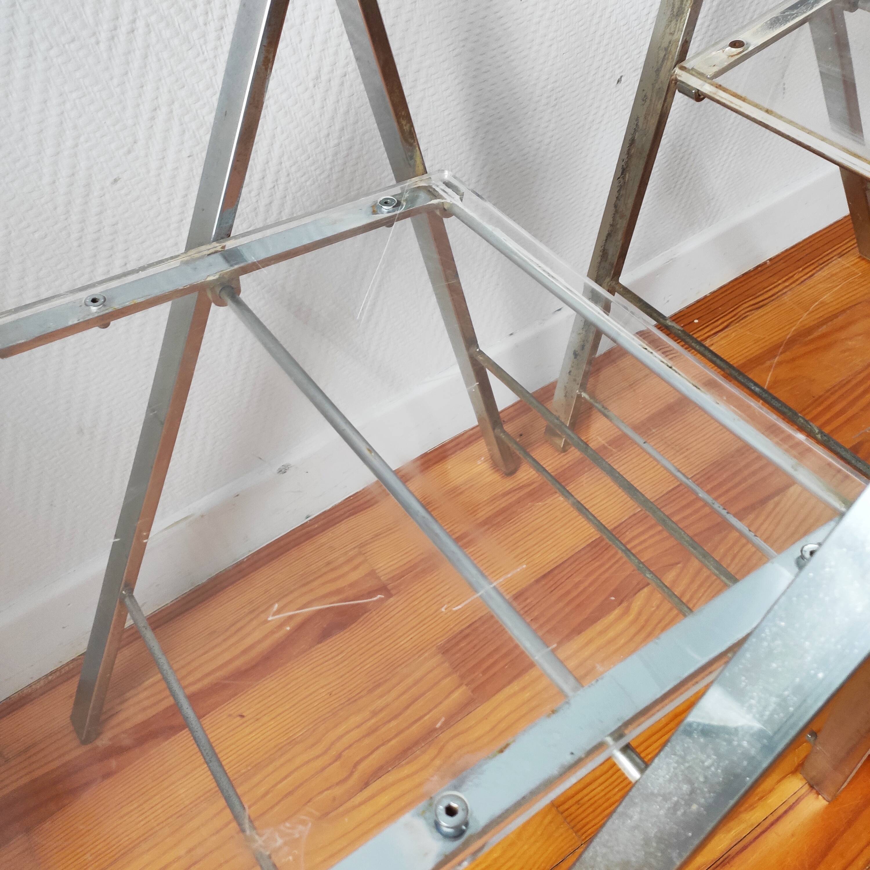 Pair of vintage 1970s plexiglass folding chairs