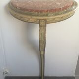 console demi-lune en bois avec dessus marbre