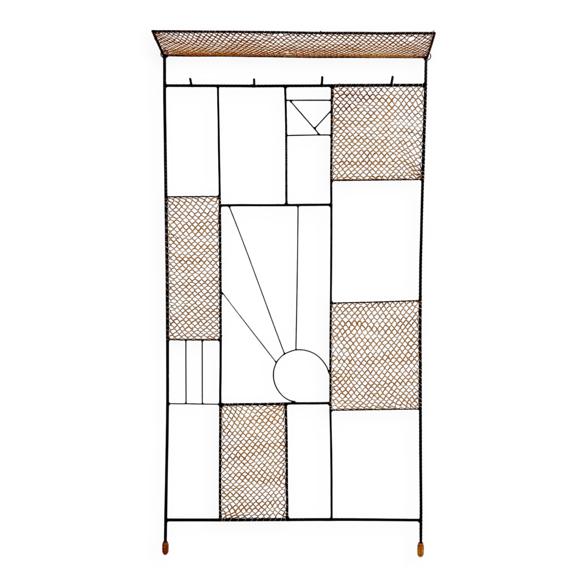 Rattan and metal coat rack