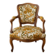 Louis XV armchair in wood and yellow and green floral fabric