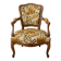 Louis XV armchair in wood and yellow and green floral fabric
