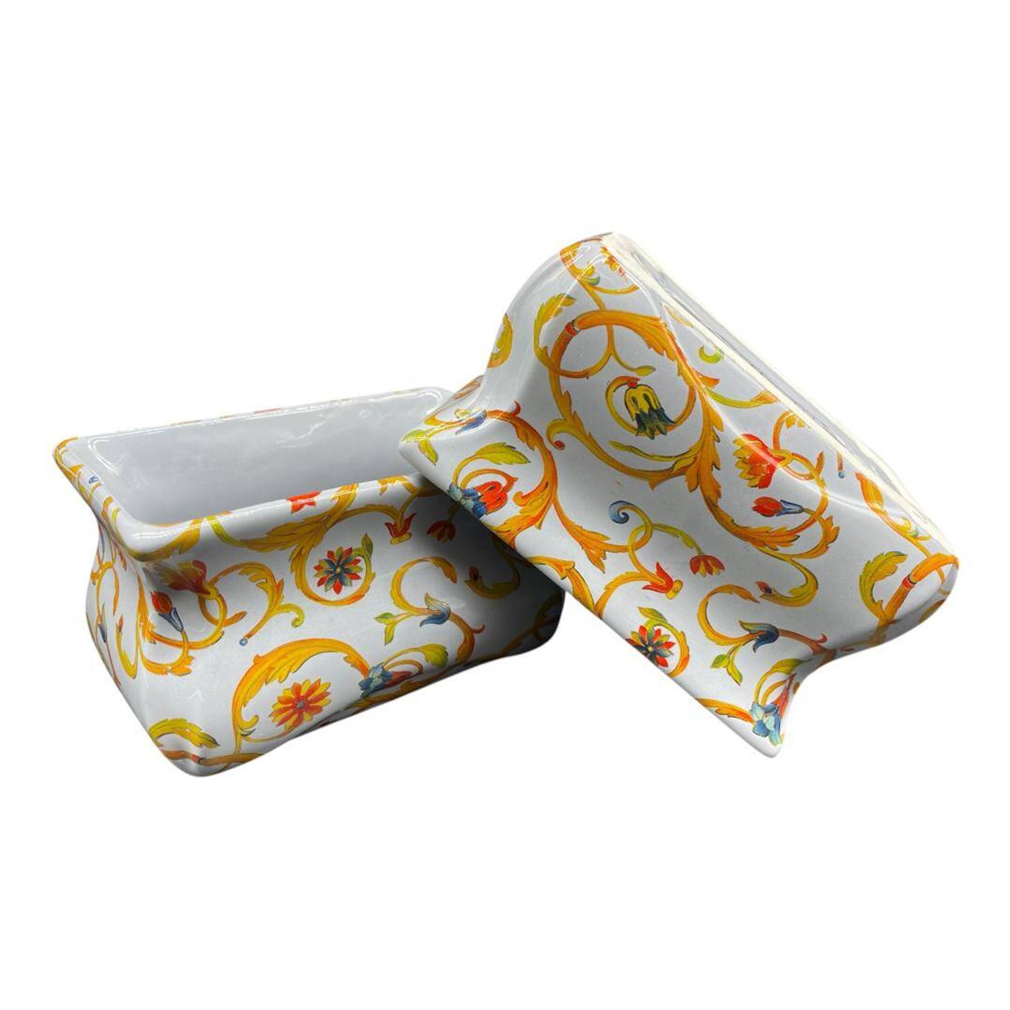 Pair of planters, Martinetti Paris, artisanal porcelain