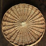 Large round wicker tray