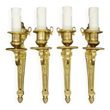 Suite de 4 appliques à 1 feu style Louis XVI du XIXe - bronze doré