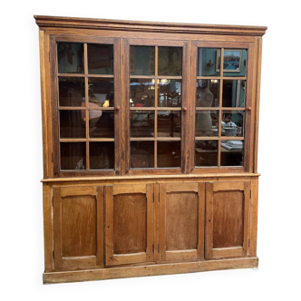 Antique oak shop window display cabinet