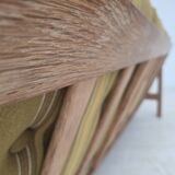 1970s, Danish 3-seater sofa, furniture wool, solid oak wood.