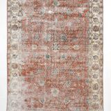 Tapis turc vintage shabby chic rouge pâle et bleu 5x9, 151x259 cm SK5619