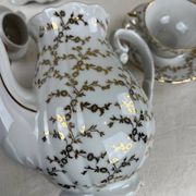 Antique coffee service in fine gilded porcelain – for 6 people – Vintage