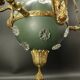 3-light chandelier with swan heads, Empire style - bronze & glass