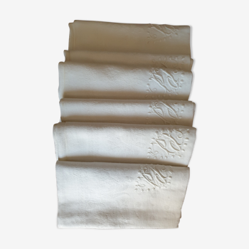 6 serviettes anciennes 76,5 cm x 66,5 cm
