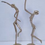 Gilt bronze and sculptural gilt bronze candle holder vintage design