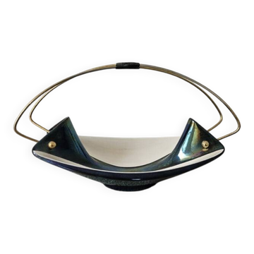 Coupe suspendue Verceram – Céramique irisée & laiton – Années 1950–60