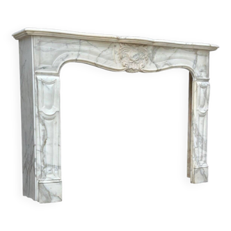 Louis XV style fireplace in arabescato marble nineteenth century