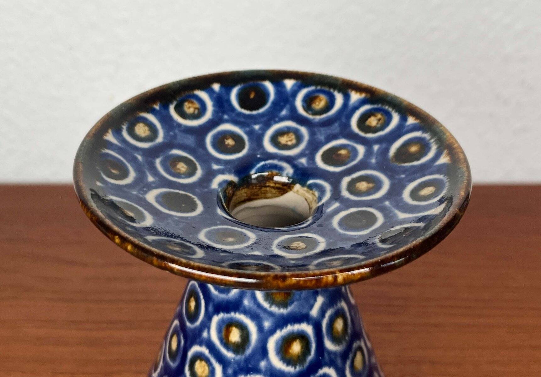 Mid-Century Modern German Vase with Peacock Design