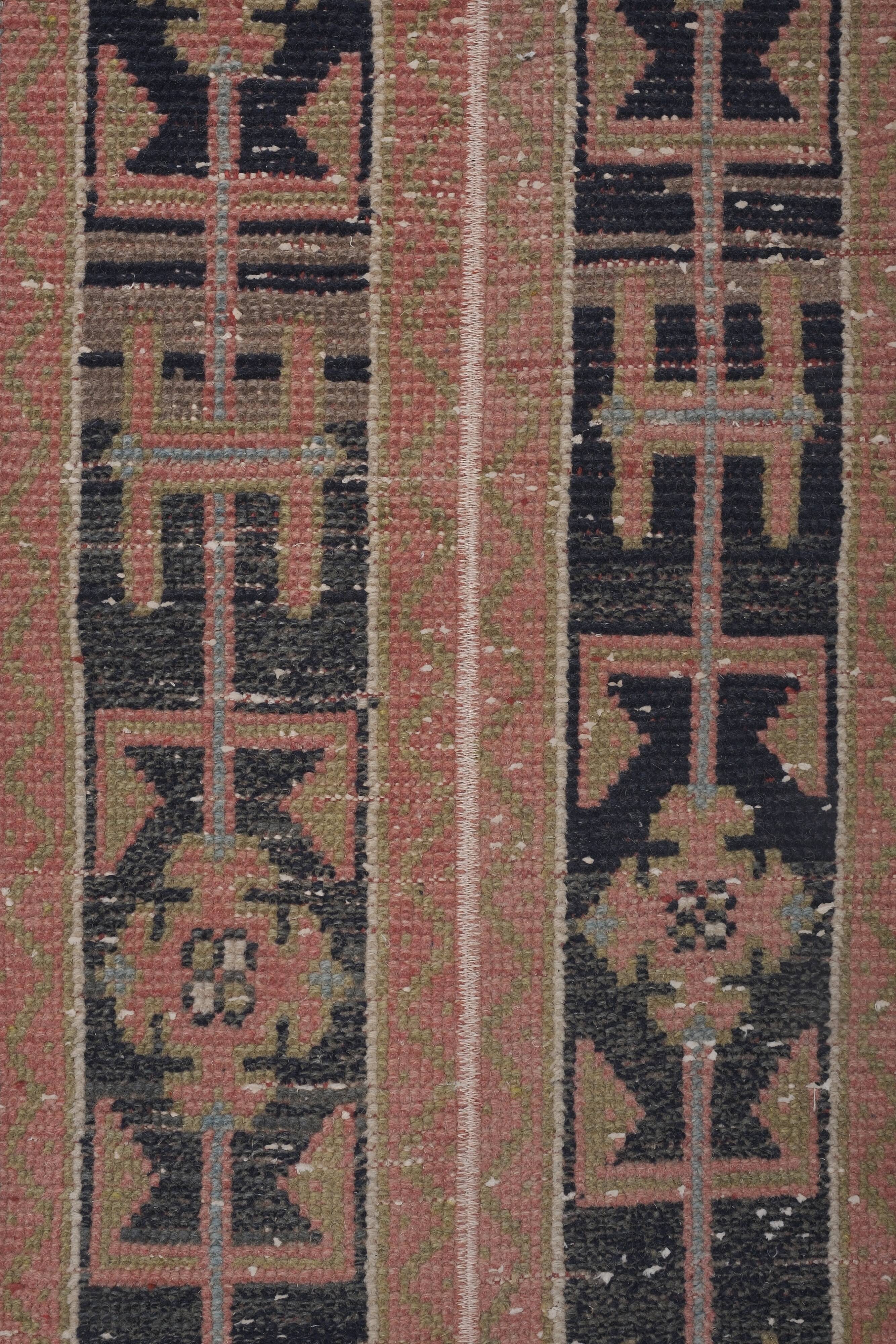 Vintage Turkish Oushak Handwoven Rug 48x297 cm