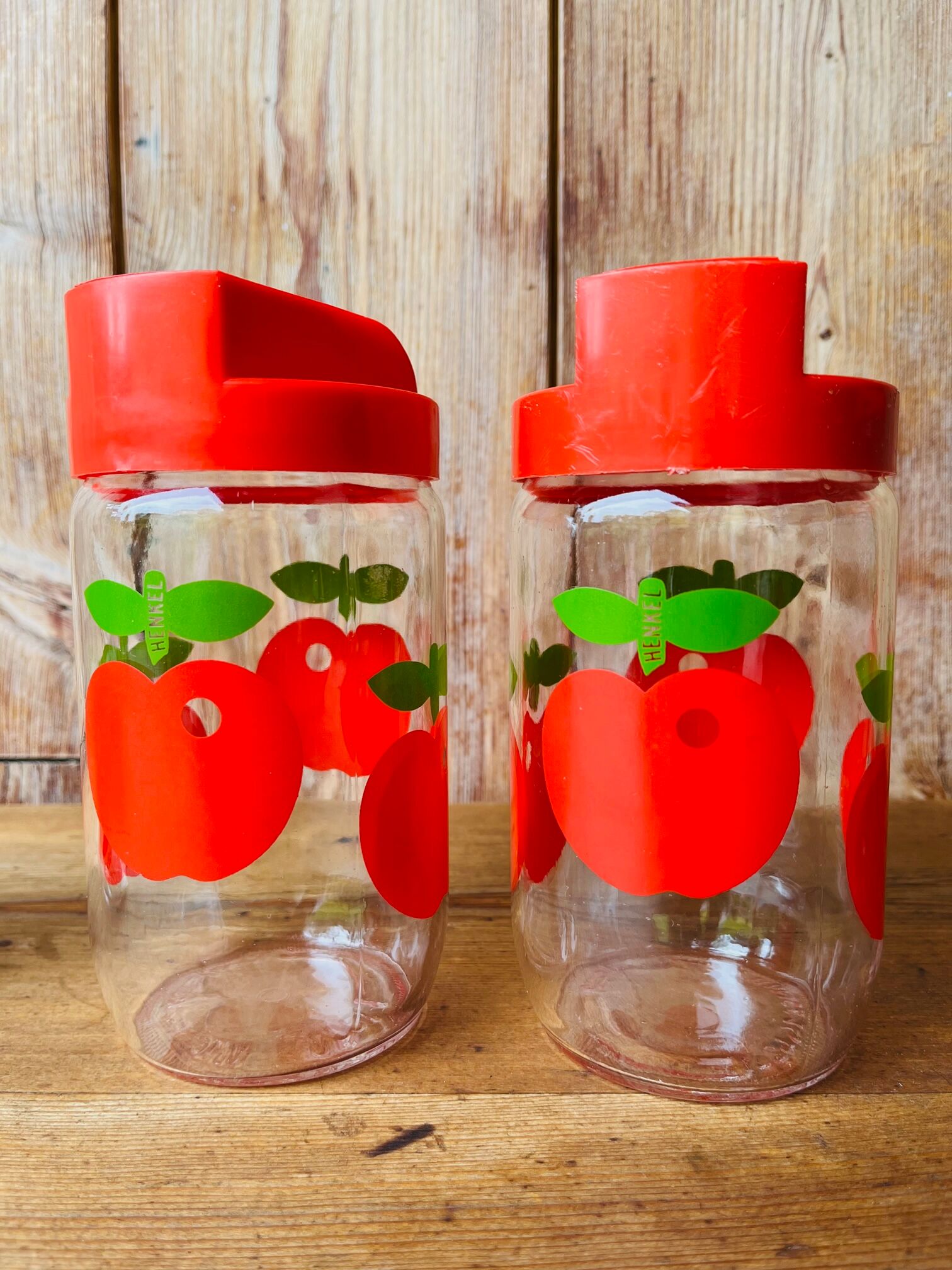 Henkel vintage apple glass jar set