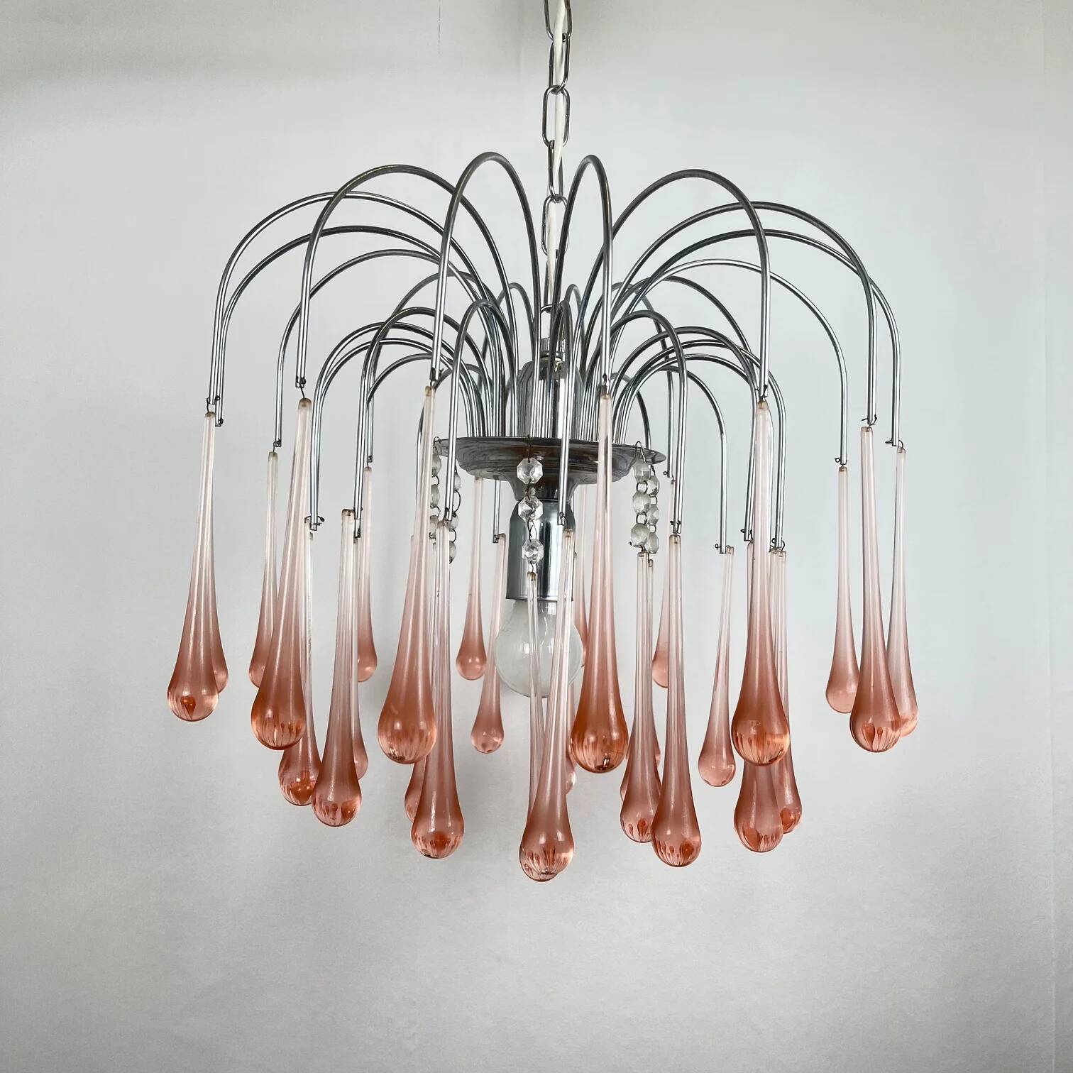 Vintage Murano blown glass chandelier – Italy, 1970s