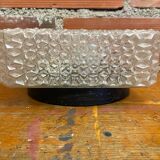 Antique ceiling light with molded glass and vintage black support