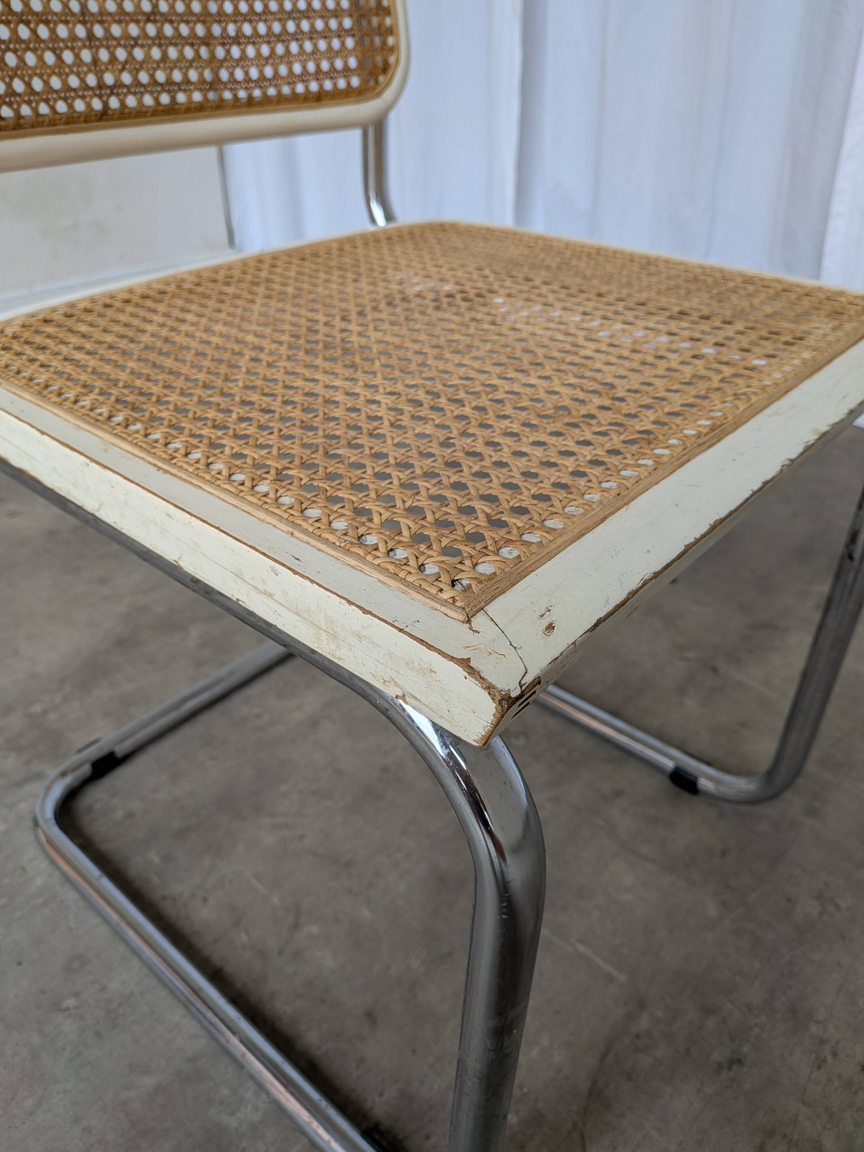 Vintage Cesca Chair: 1970s Marcel Breuer Chrome Cane Chair