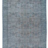 118x219 cm contemporary hand-knotted turkish accent rug over-dyed in blue, circa 1960. tek0407
