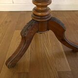 Oval wooden pedestal table, violin table on three legs, Napoleon III style